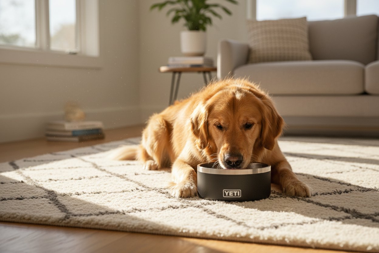 Stainless steel dog bowl with non-slip base, 32-ounce capacity for daily feeding — view 3a