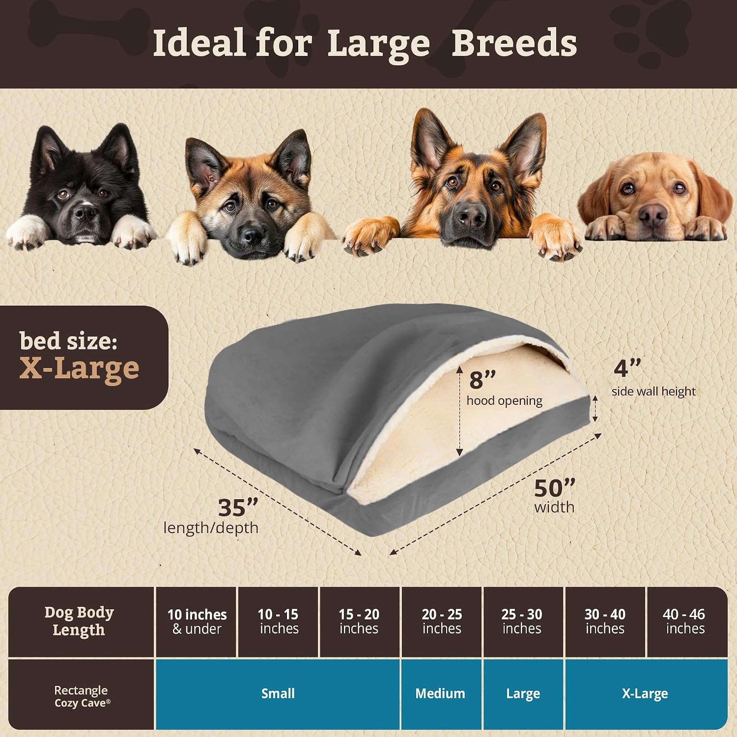 Heather gray orthopedic cave dog bed with attached blanket and washable polyester cover for senior dogs — view 5a