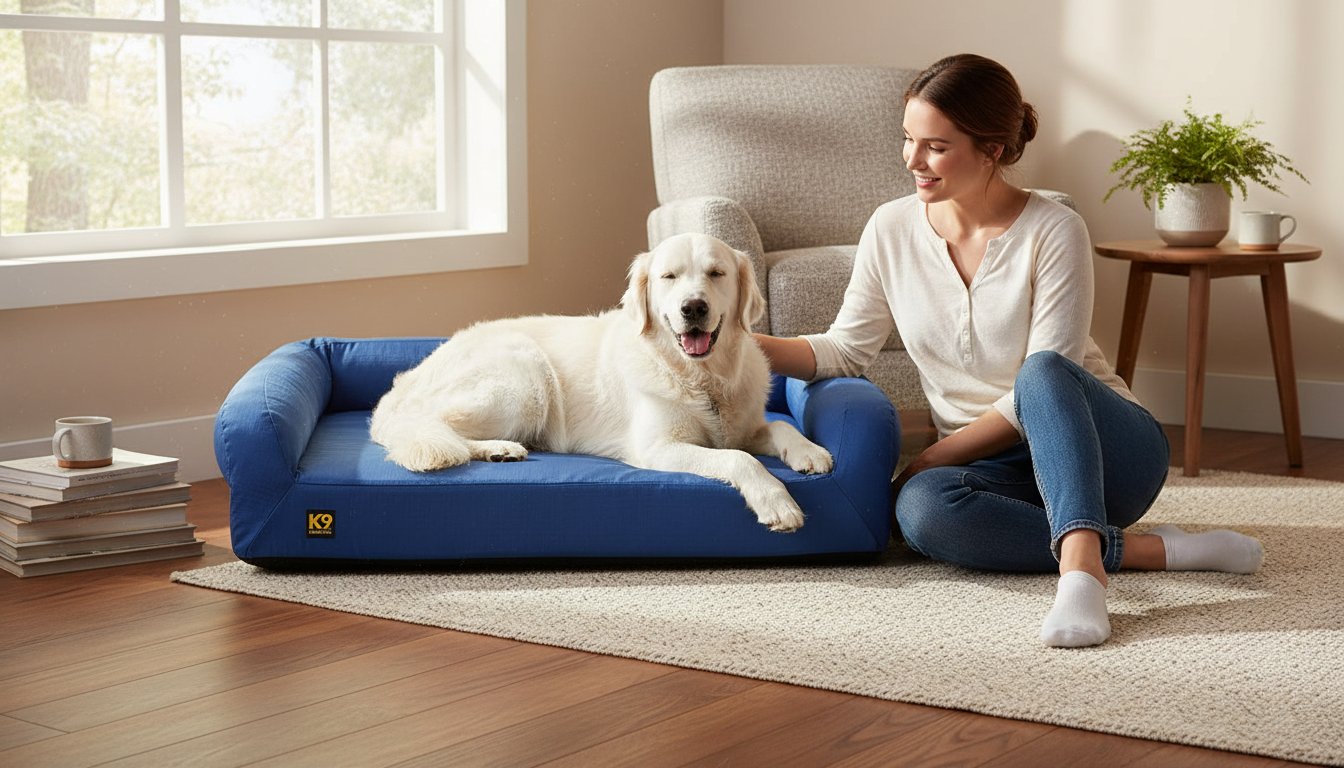 Blue Quartz orthopedic dog bed with memory foam bolster, large size for senior dogs and joint support — view 1