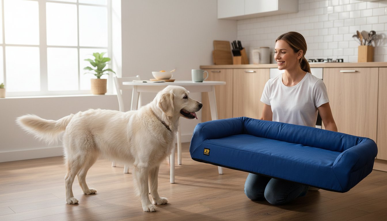 Blue Quartz orthopedic dog bed with memory foam bolster, large size for senior dogs and joint support — view 2
