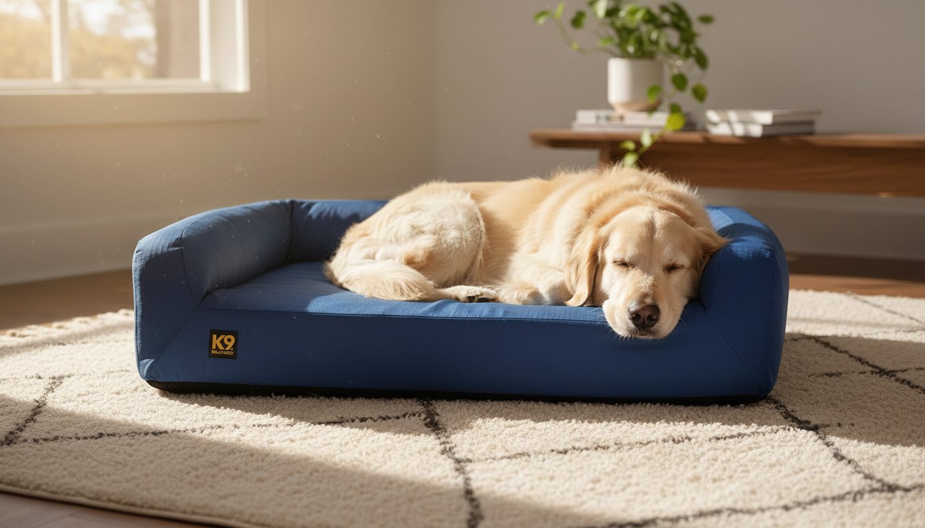 Blue Quartz orthopedic dog bed with memory foam bolster, large size for senior dogs and joint support — view 3a