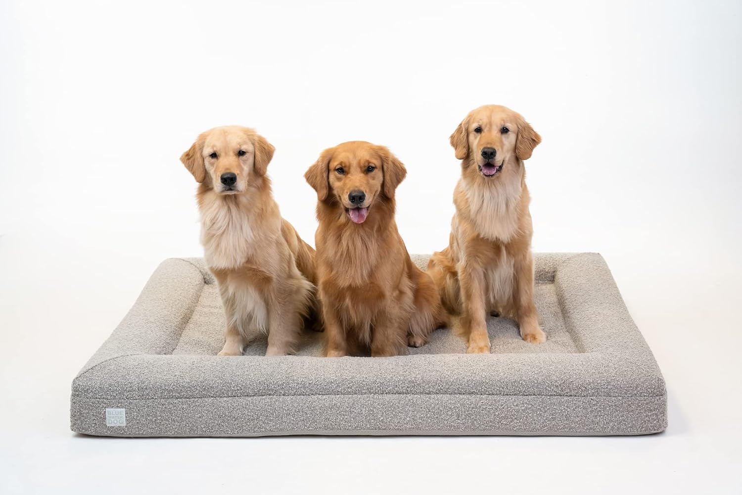 Sand boucle orthopedic memory foam dog bed with waterproof liner and machine-washable cover, size X-Large — view 7a
