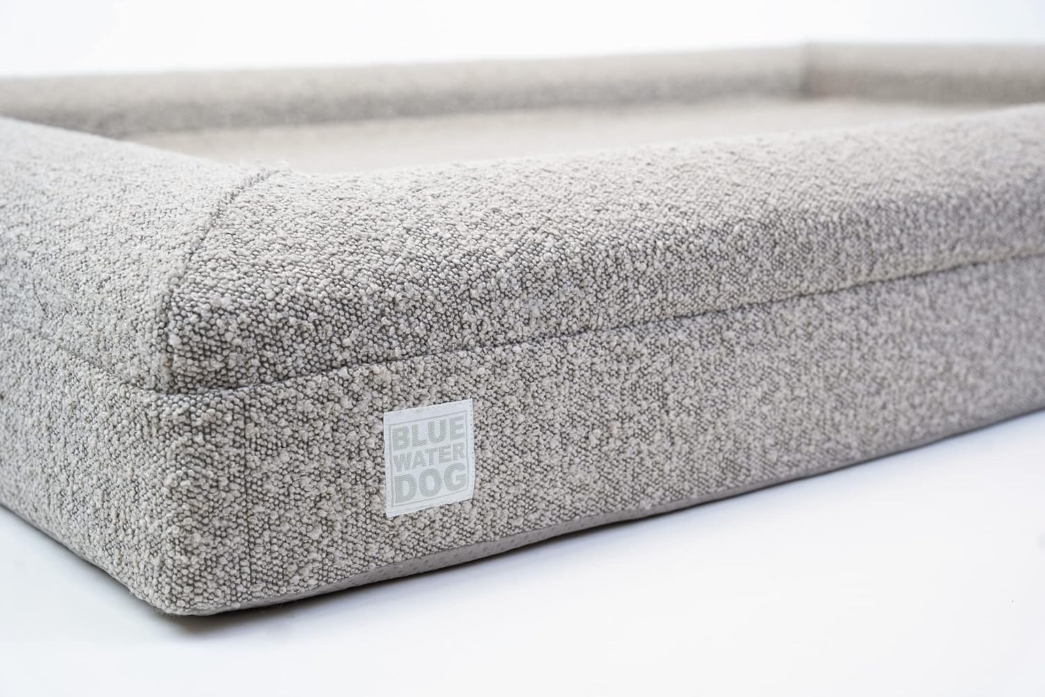 Sand boucle orthopedic memory foam dog bed with waterproof liner and machine-washable cover, size X-Large — back