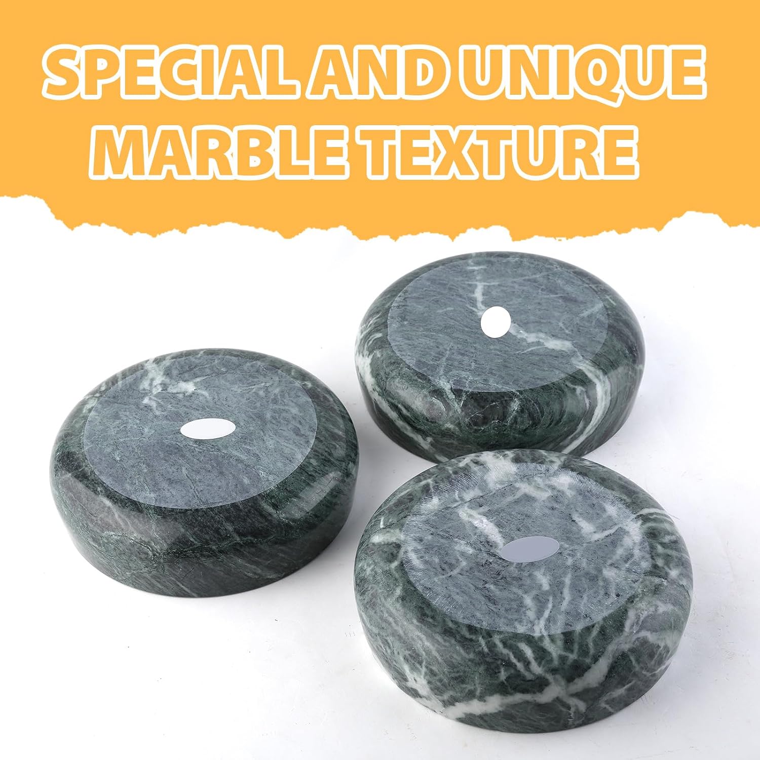 Green marble weighted dog bowl with non-slip base for large dogs — back