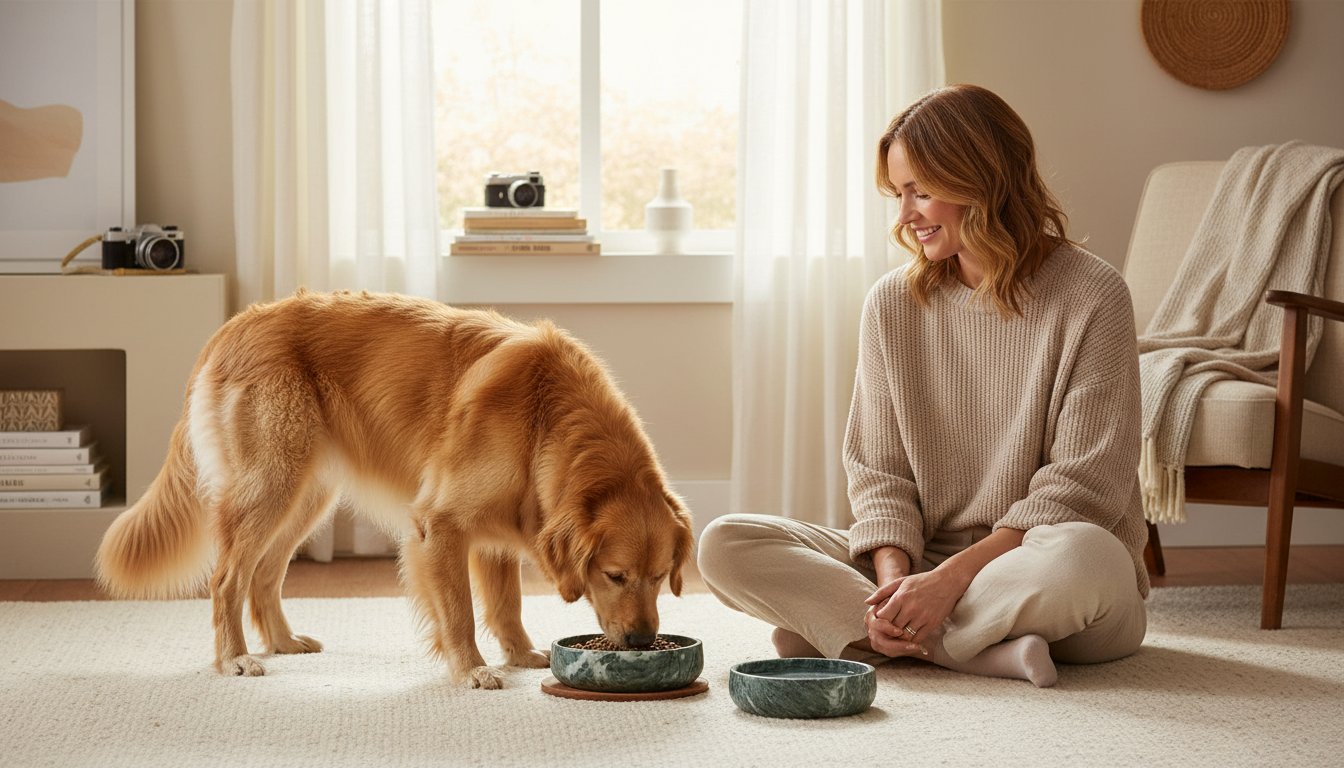 Green marble weighted dog bowl with non-slip base for large dogs — view 1