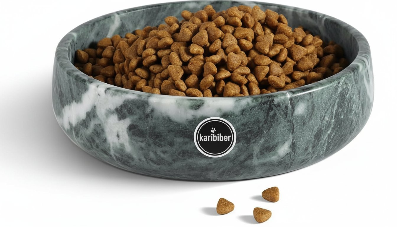 Green marble weighted dog bowl with non-slip base for large dogs — view 5b