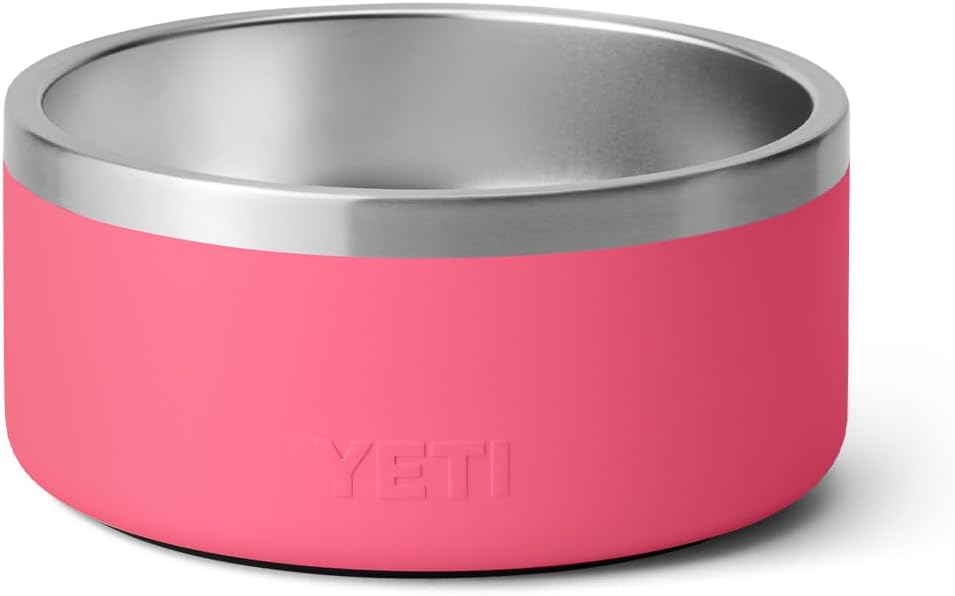 Stainless steel travel dog bowl with non-slip base for outdoor adventures — side
