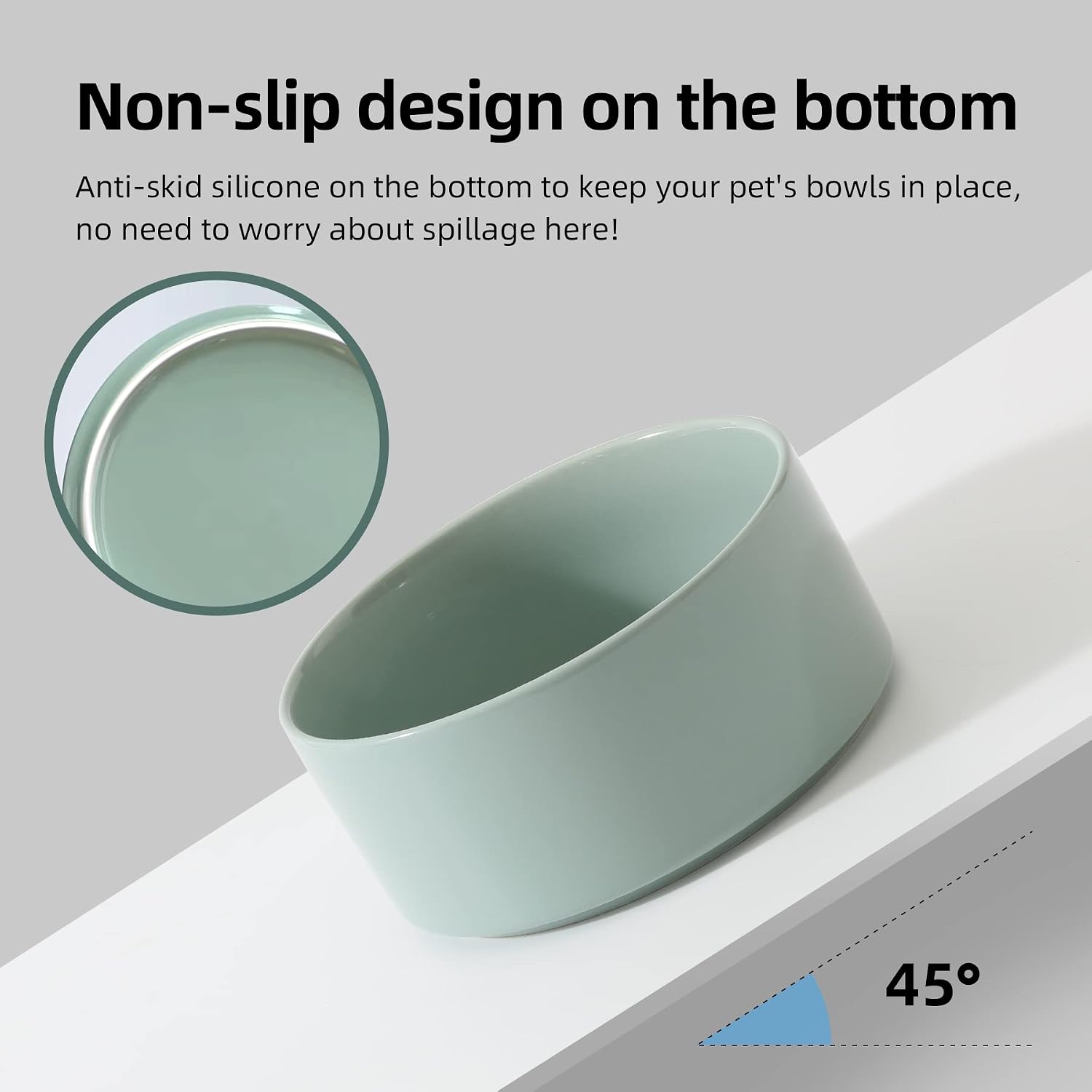 Ceramic raised double dog bowl with stand in white, elevated feeder for medium breed dogs — view 3