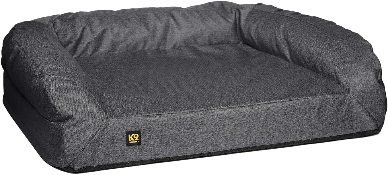 Titanium orthopedic memory foam dog bed with removable cover, water-resistant fabric, and bolster sides for senior dogs — front