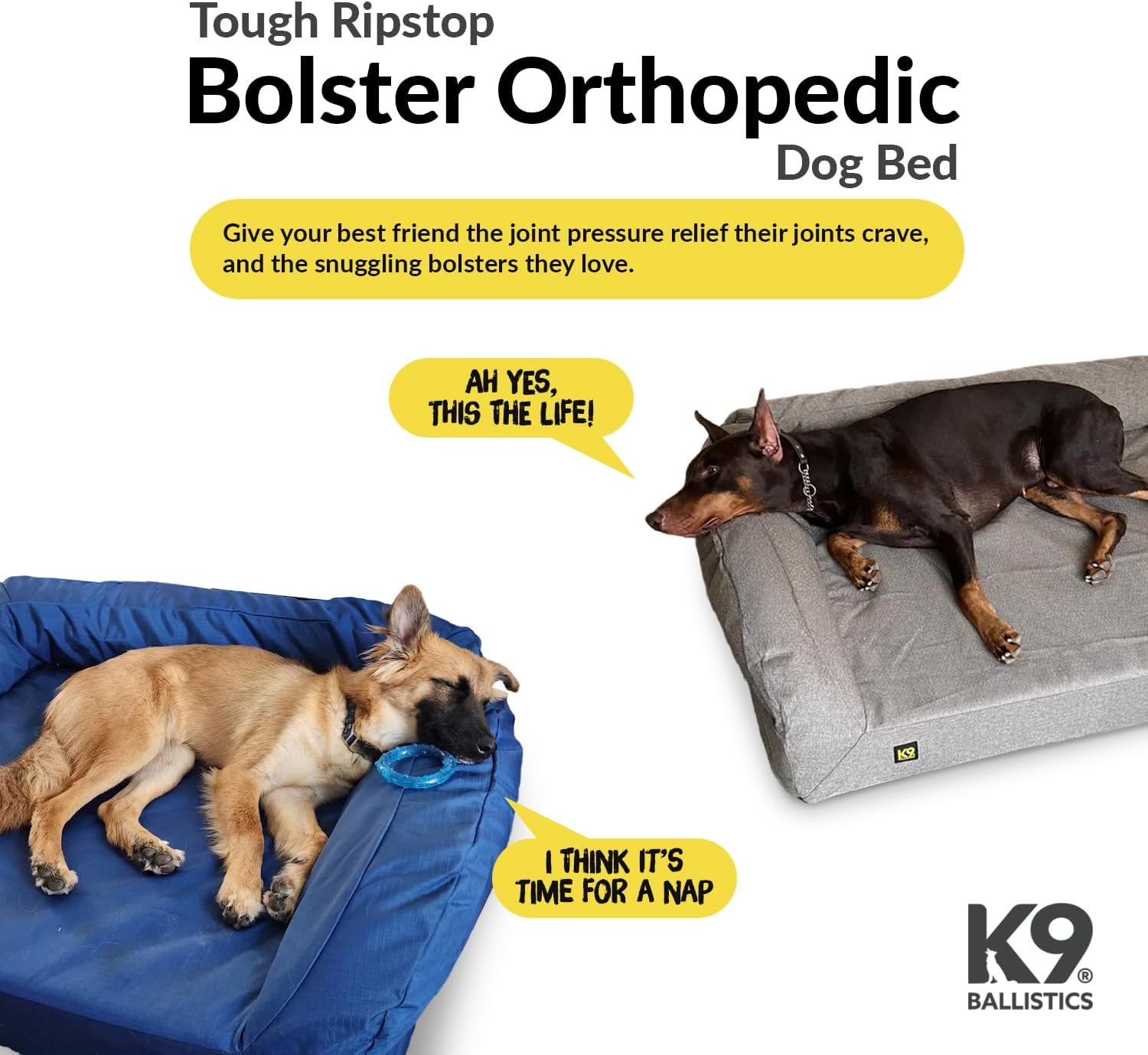 Titanium orthopedic memory foam dog bed with removable cover, water-resistant fabric, and bolster sides for senior dogs — view 2