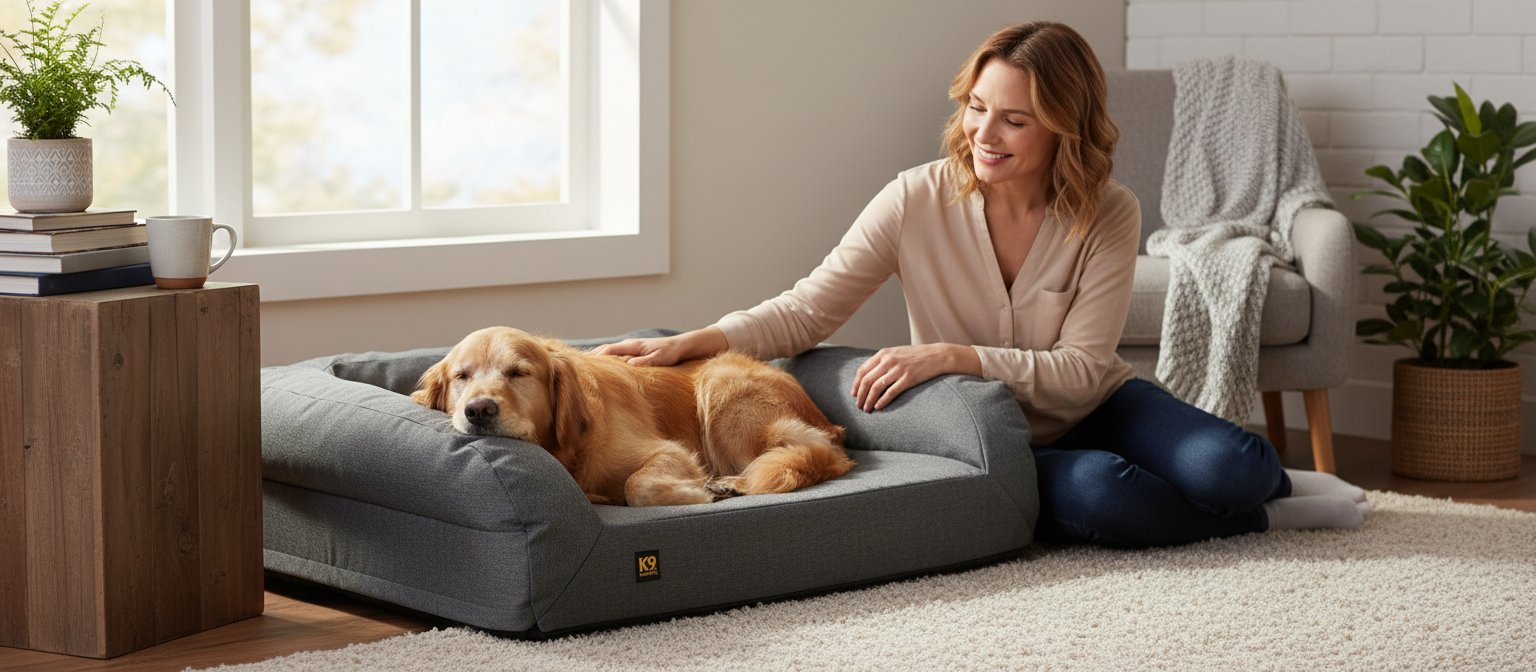 Titanium orthopedic memory foam dog bed with removable cover, water-resistant fabric, and bolster sides for senior dogs — view 1