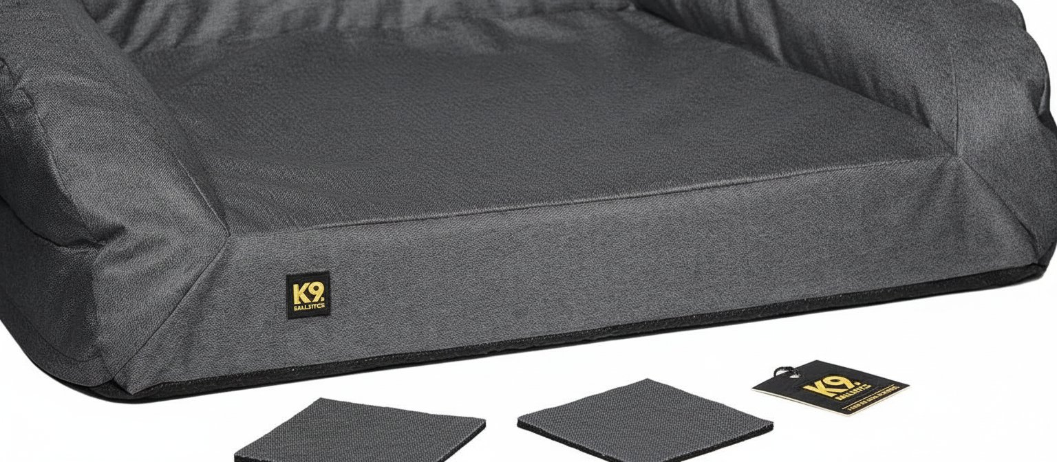 Titanium orthopedic memory foam dog bed with removable cover, water-resistant fabric, and bolster sides for senior dogs — view 5b