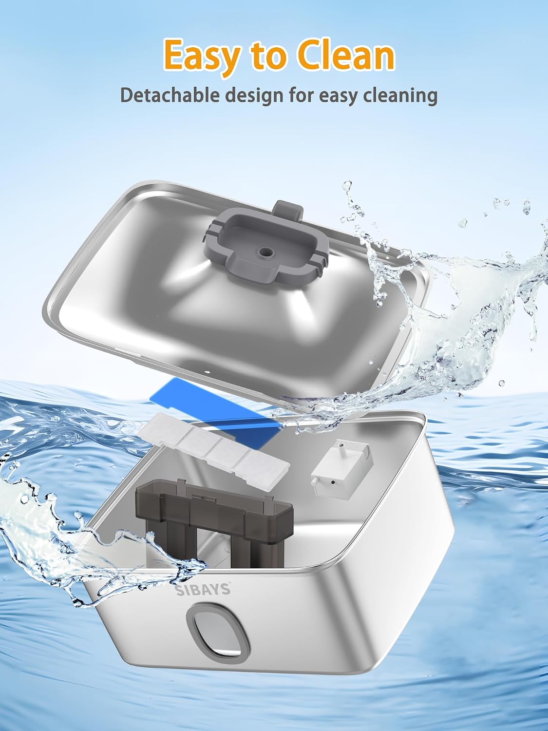 Stainless steel large automatic dog water fountain with LED light and water window display for multi-pet households โ side