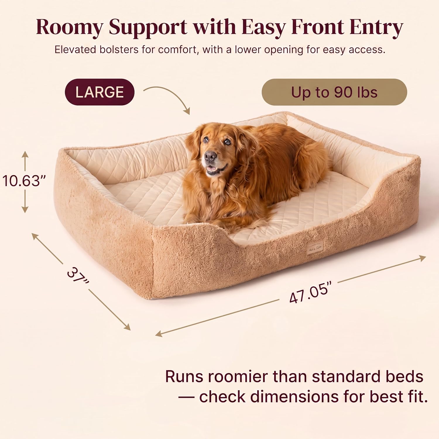 Gray cooling orthopedic memory foam dog bed with raised bolster and waterproof liner for large senior dogs with joint pain — view 2