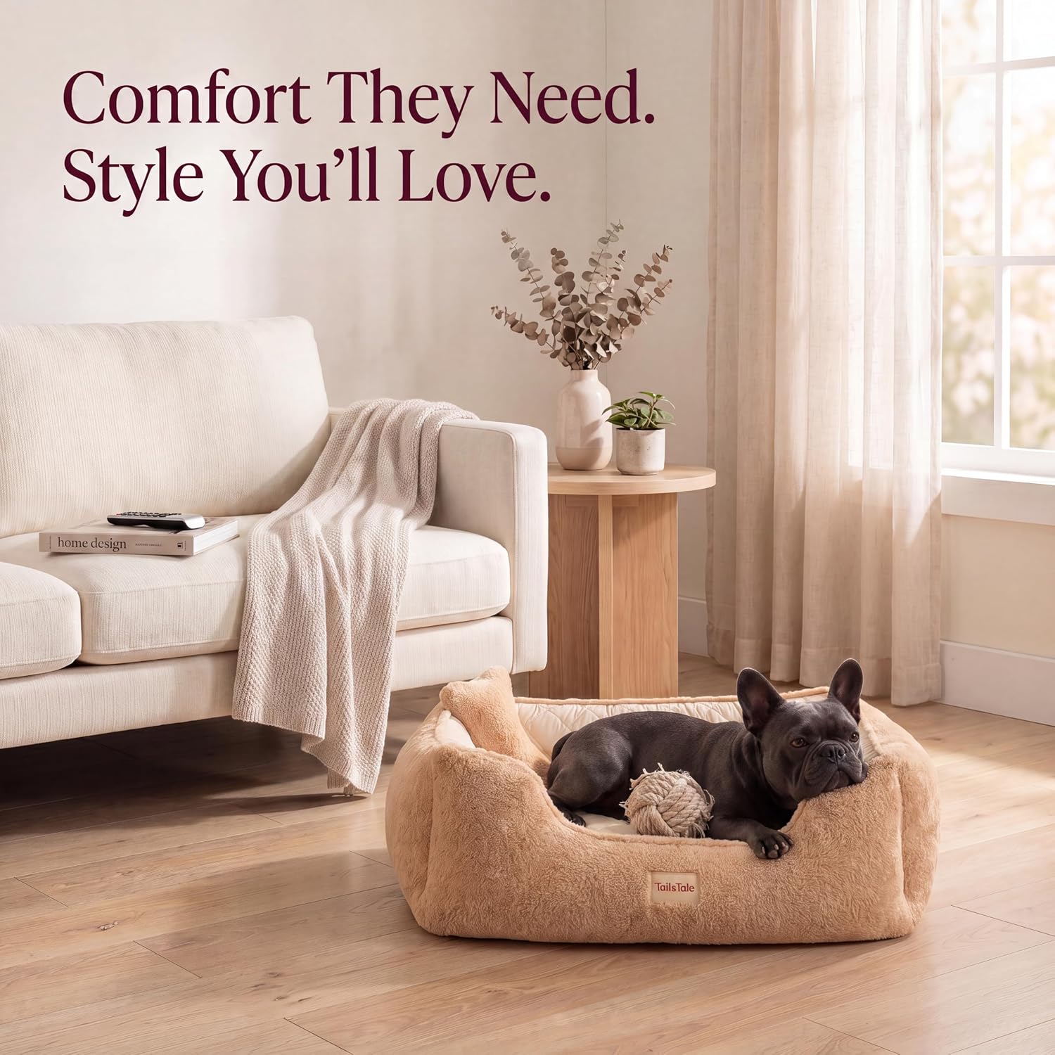 Gray cooling orthopedic memory foam dog bed with raised bolster and waterproof liner for large senior dogs with joint pain — view 3