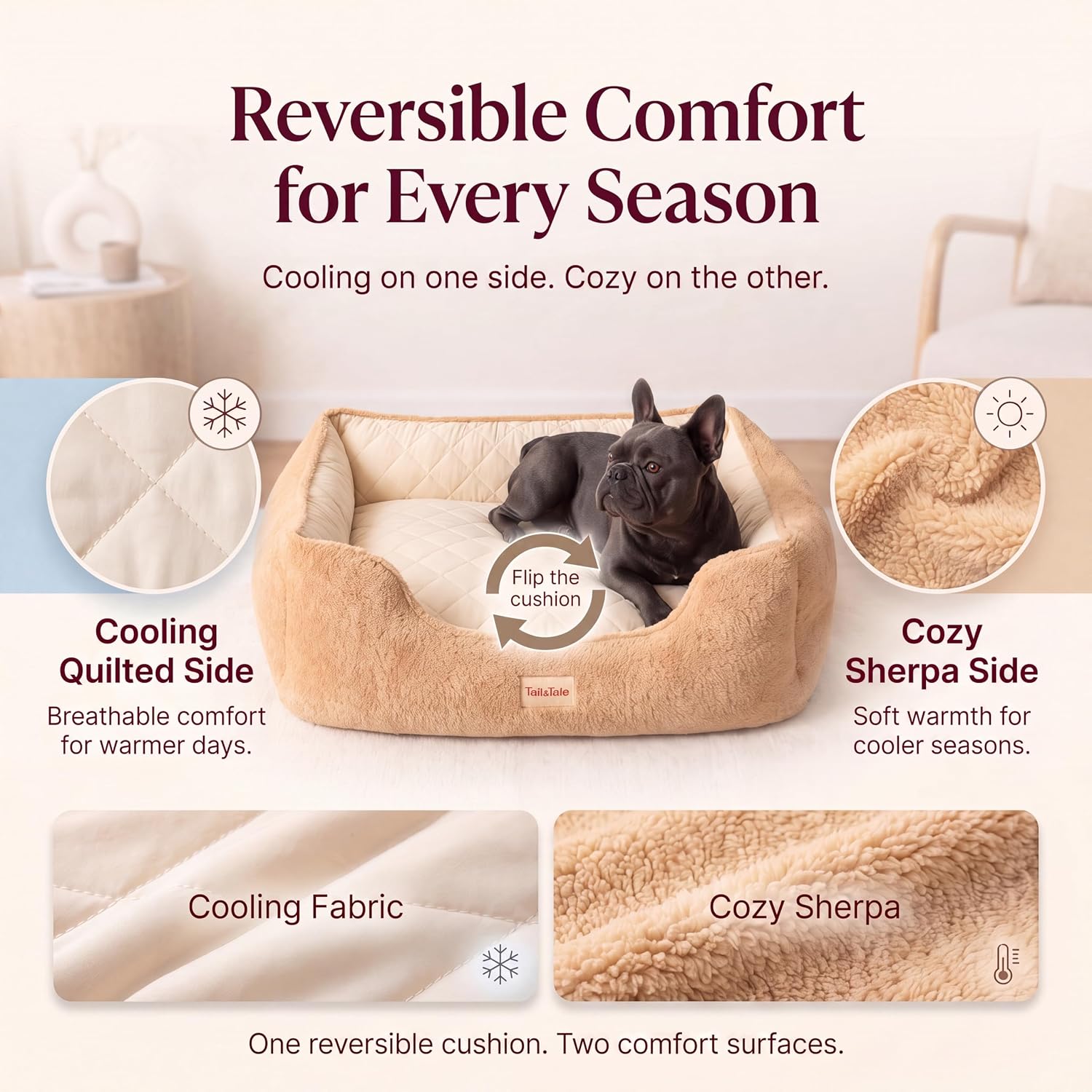 Gray cooling orthopedic memory foam dog bed with raised bolster and waterproof liner for large senior dogs with joint pain — view 4