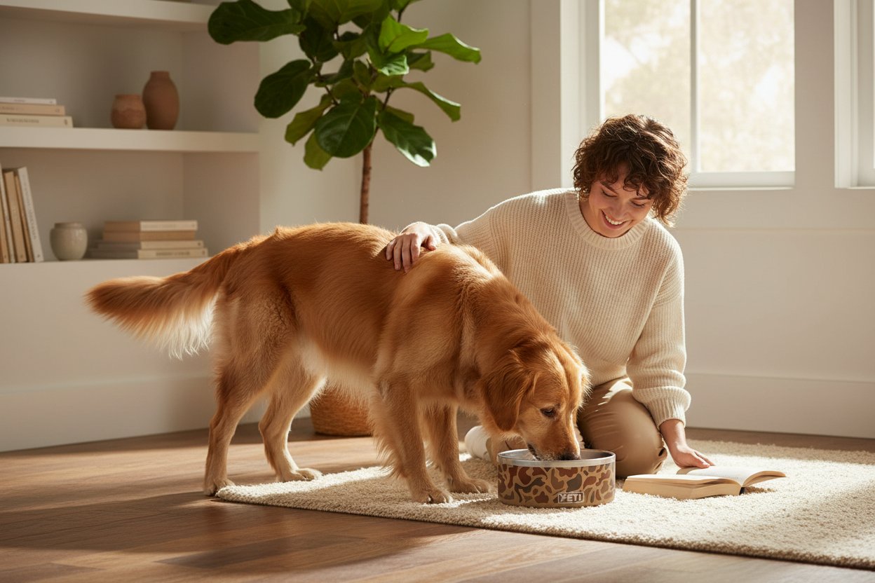 Modern stainless steel non-slip dog bowl with 64-ounce capacity for adult dogs — view 1