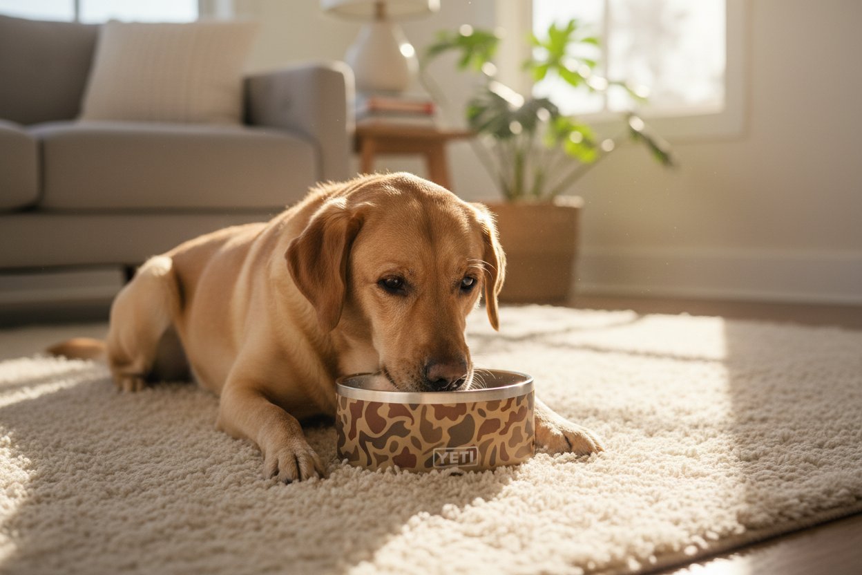 Modern stainless steel non-slip dog bowl with 64-ounce capacity for adult dogs — view 3a
