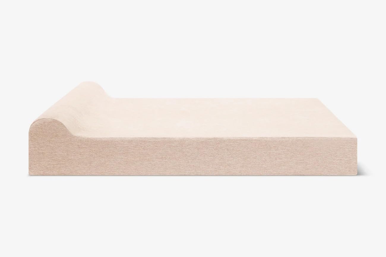 Driftwood linen orthopedic dog bed with 7-inch memory foam pillow top and headrest for senior dogs with arthritis โ view 2