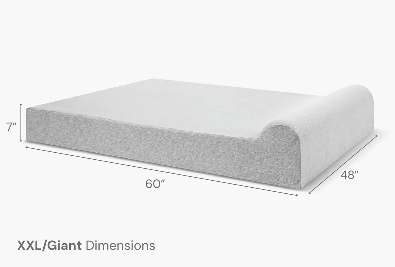 Stormcloud linen orthopedic memory foam dog bed with pillow top headrest for large senior dogs with arthritis โ view 3