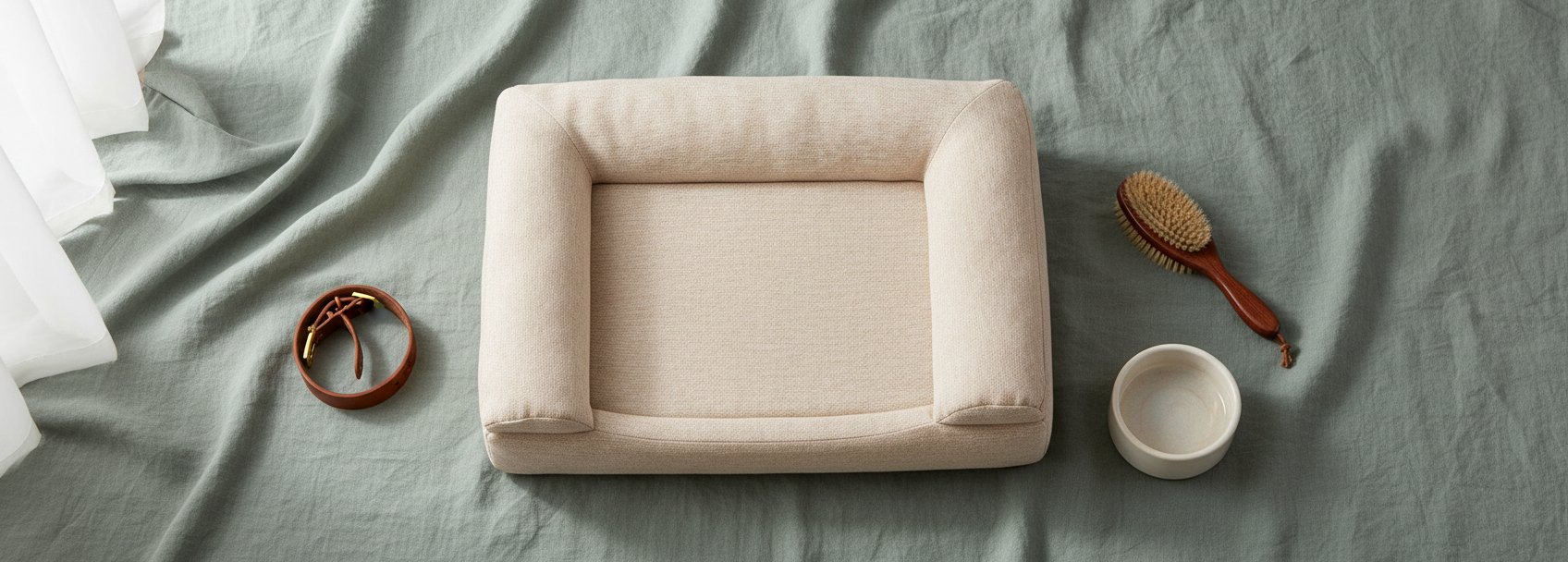 Driftwood linen orthopedic dog sofa bed with 7-inch foam and 3-sided bolster for large dogs with arthritis relief — view 4