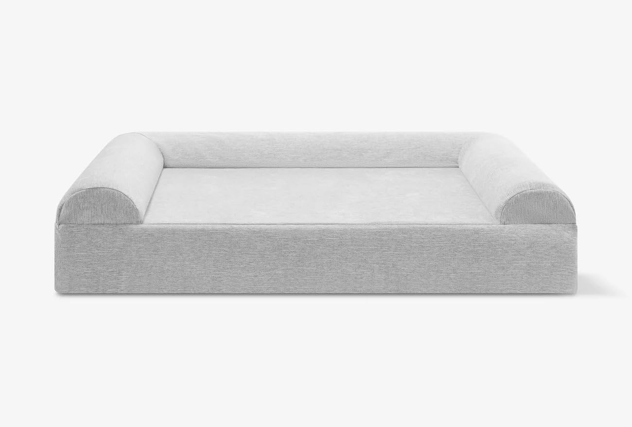 Stormcloud gray orthopedic memory foam dog sofa bed with 3-sided bolster for senior dogs and arthritis relief — view 7a