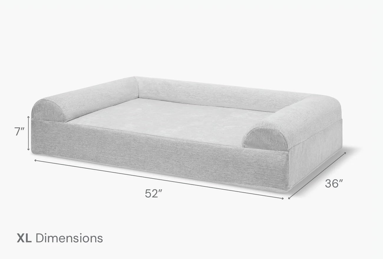 Stormcloud gray orthopedic memory foam dog sofa bed with 3-sided bolster for senior dogs and arthritis relief — view 2