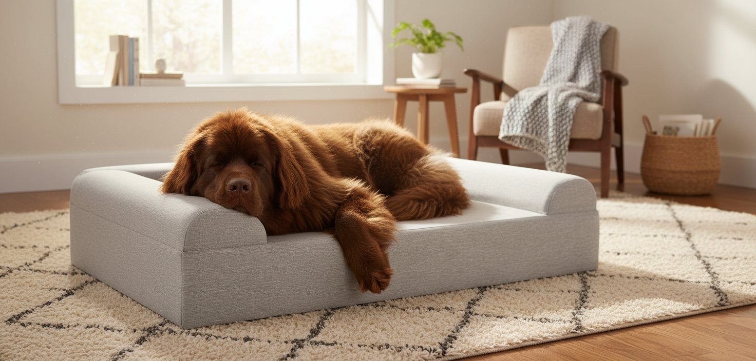 Stormcloud gray orthopedic memory foam dog sofa bed with 3-sided bolster for senior dogs and arthritis relief — view 3a