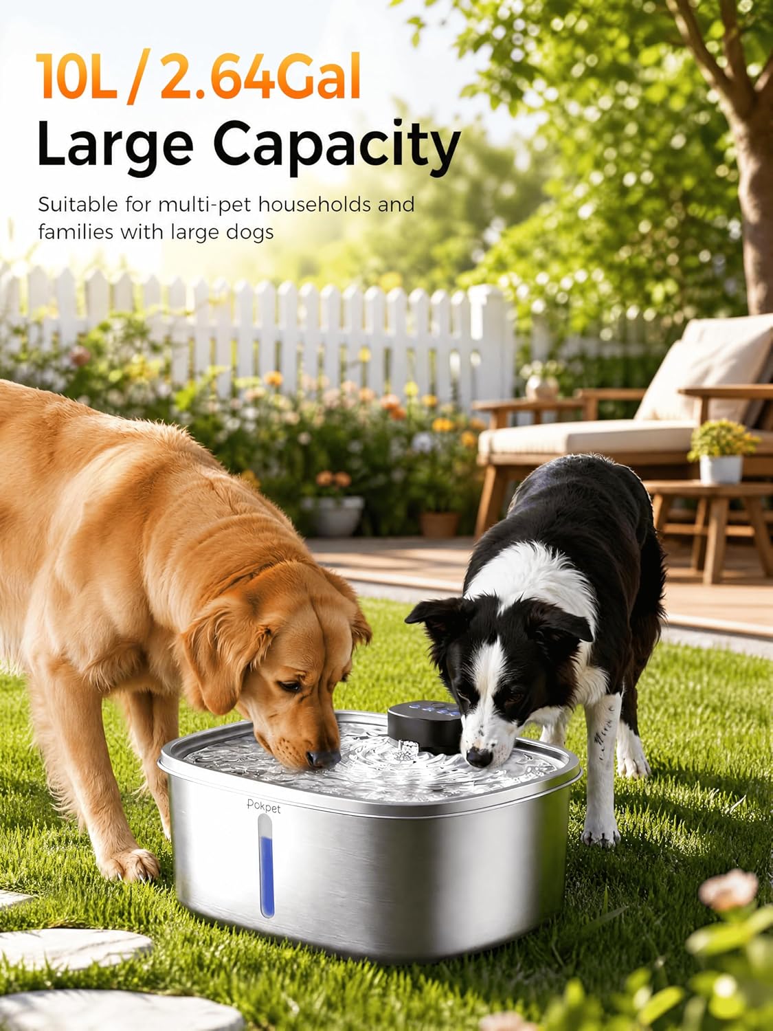 Stainless steel wireless automatic water fountain for dogs and cats with sensor flow technology — view 2