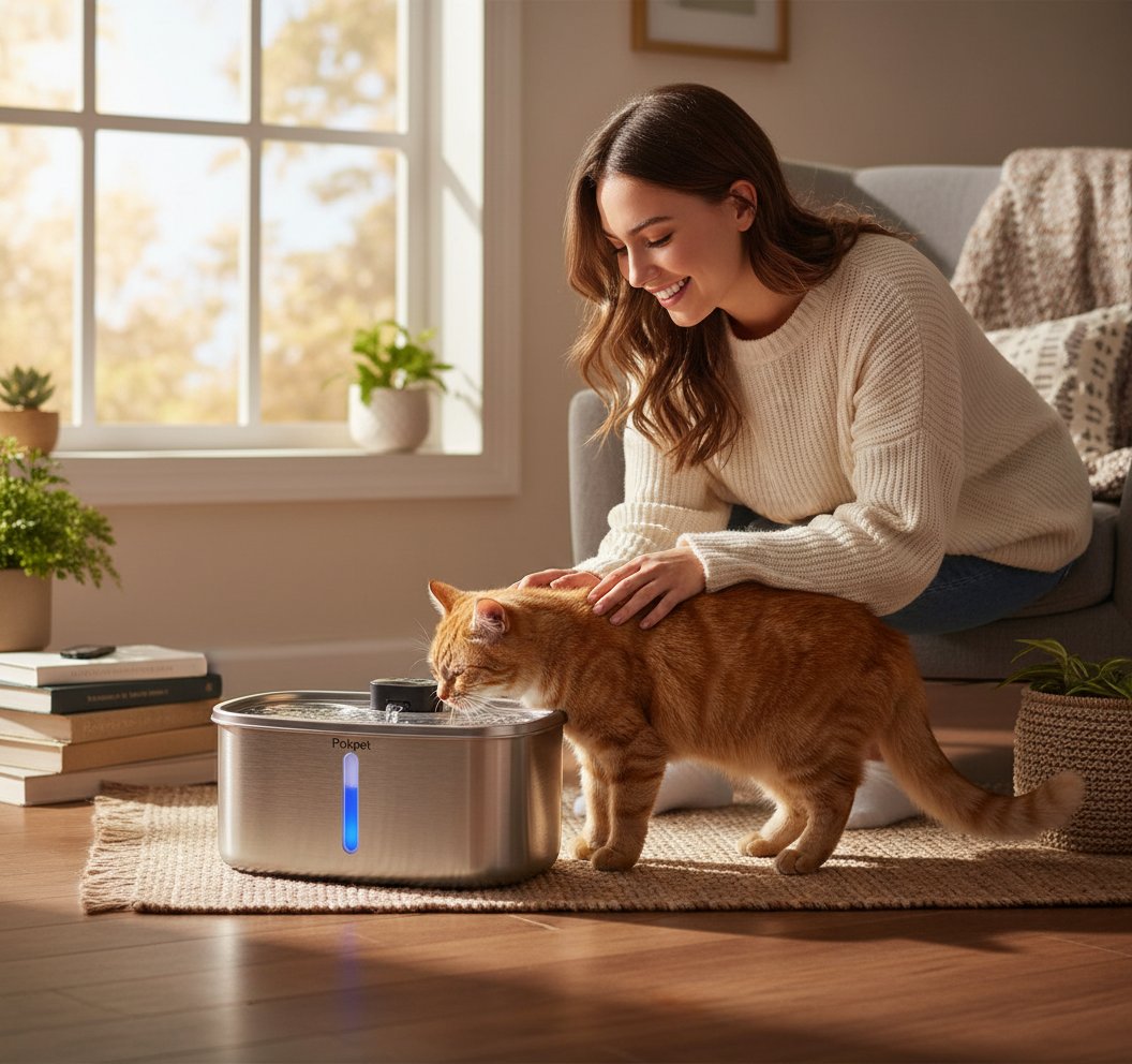 Stainless steel wireless automatic water fountain for dogs and cats with sensor flow technology โ view 1